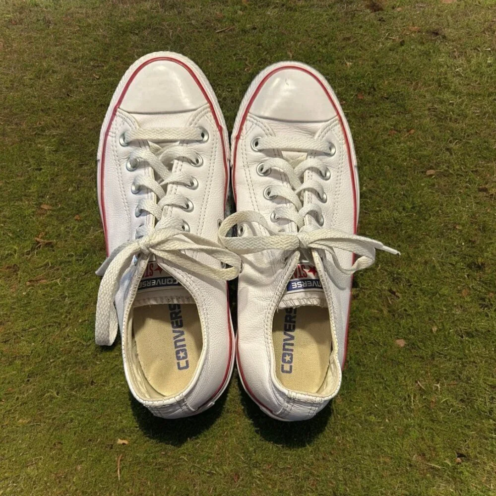 Converse Chuck Taylor All Star Leather Ox White Unisex Sneakers - Picture 2 of 4